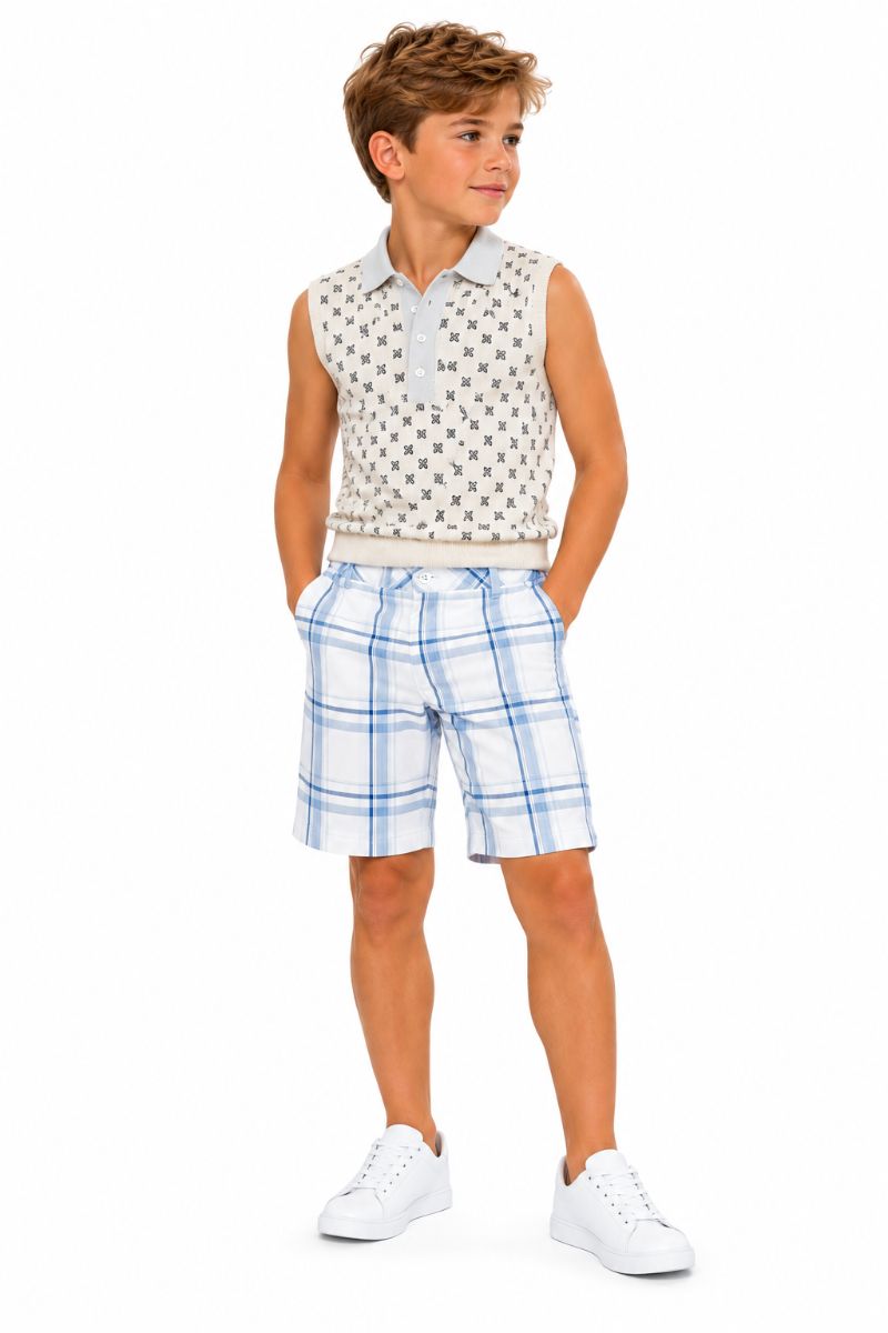 PUMA BOY GOLF PLAID TECH SHORT